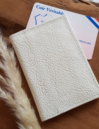 Porte cartes en cuir blanc véritable