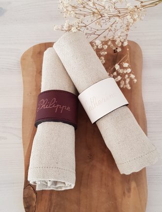 Lot de deux serviettes de table en coton et lin