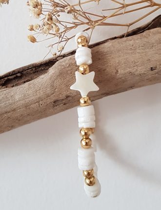 Bracelet perles Heishi et perle étoile nacre