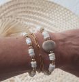 Bracelet perles Heishi et perle en céramique